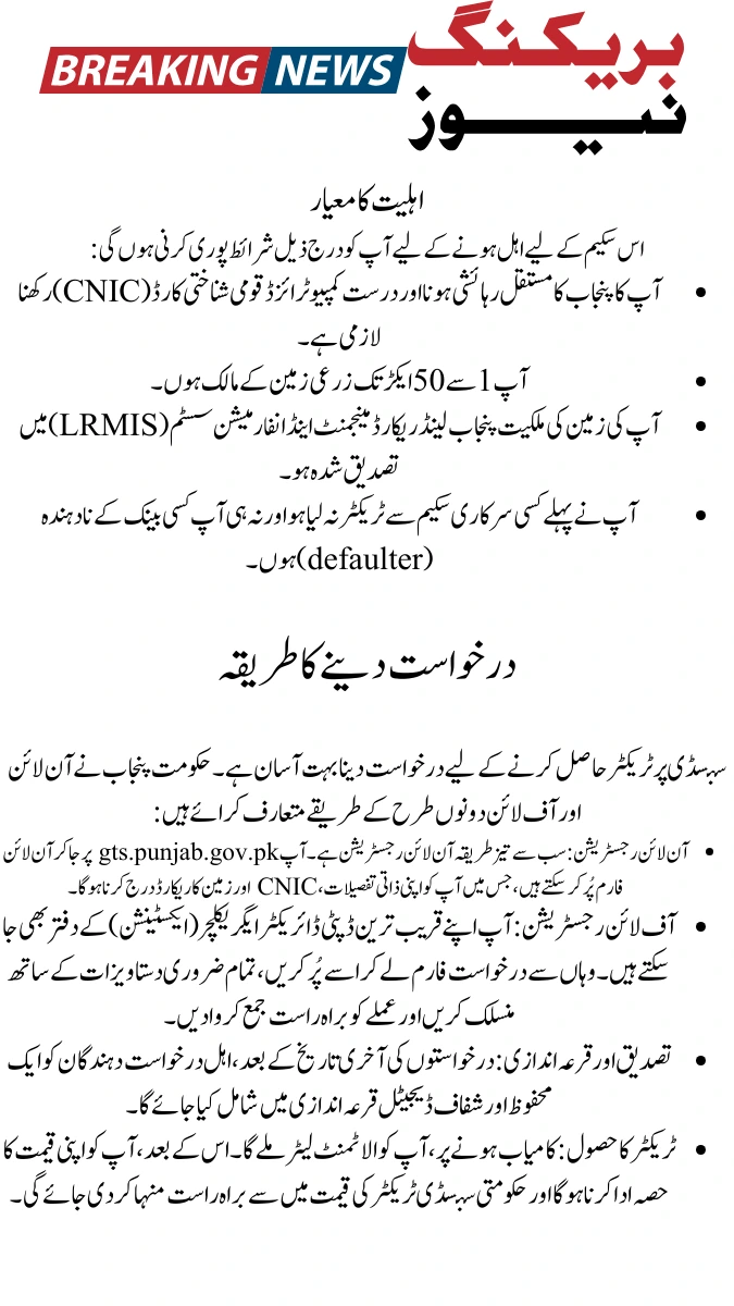 Eligibility Criteria For CM Punjab Green Tractors Scheme Phase 2