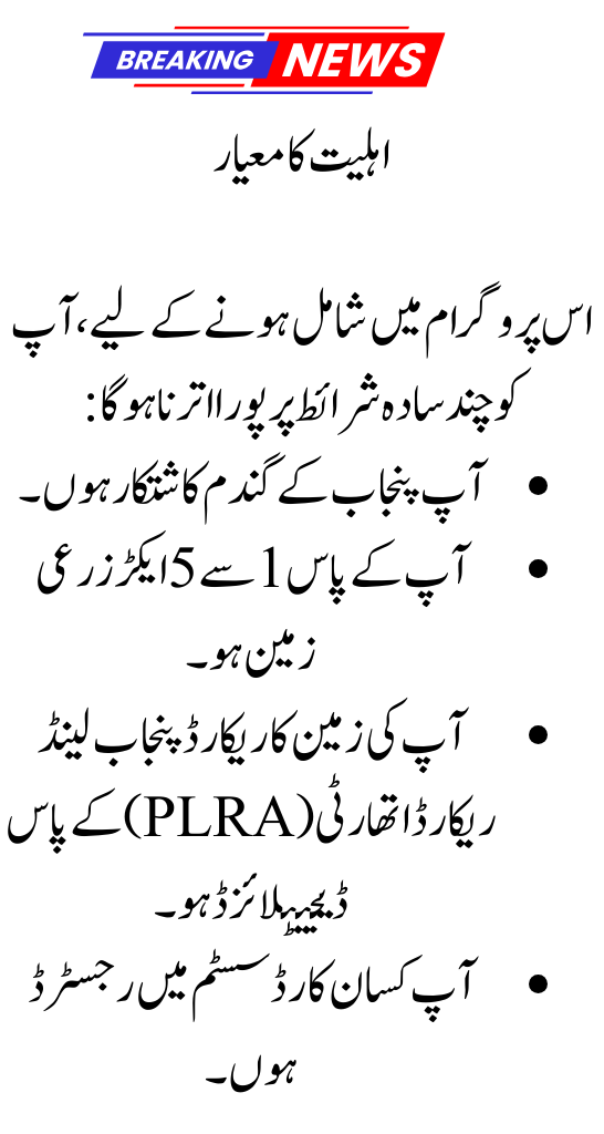 CM Punjab Wheat Support Program 2025: Registration Process Get 5000 Per Acer