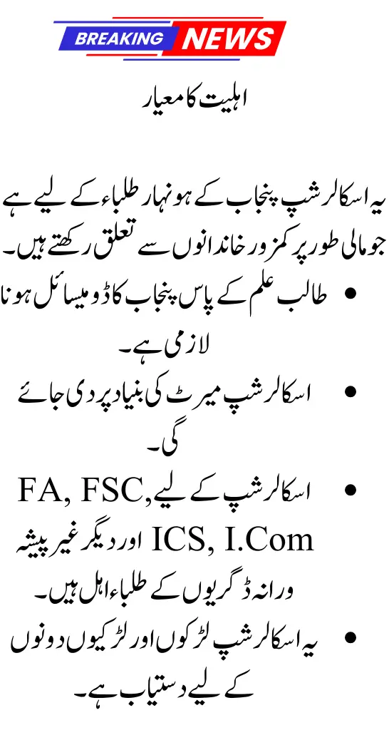 Punjab Honhaar Scholarship 2025 For Intermediate Students: Apply Now